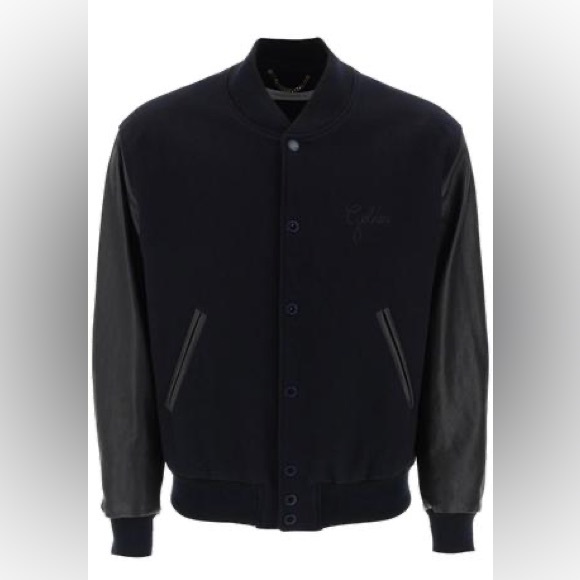 Golden Goose Bomber jacket in dark blue wool & leather sleeves - Picture 4 of 15
